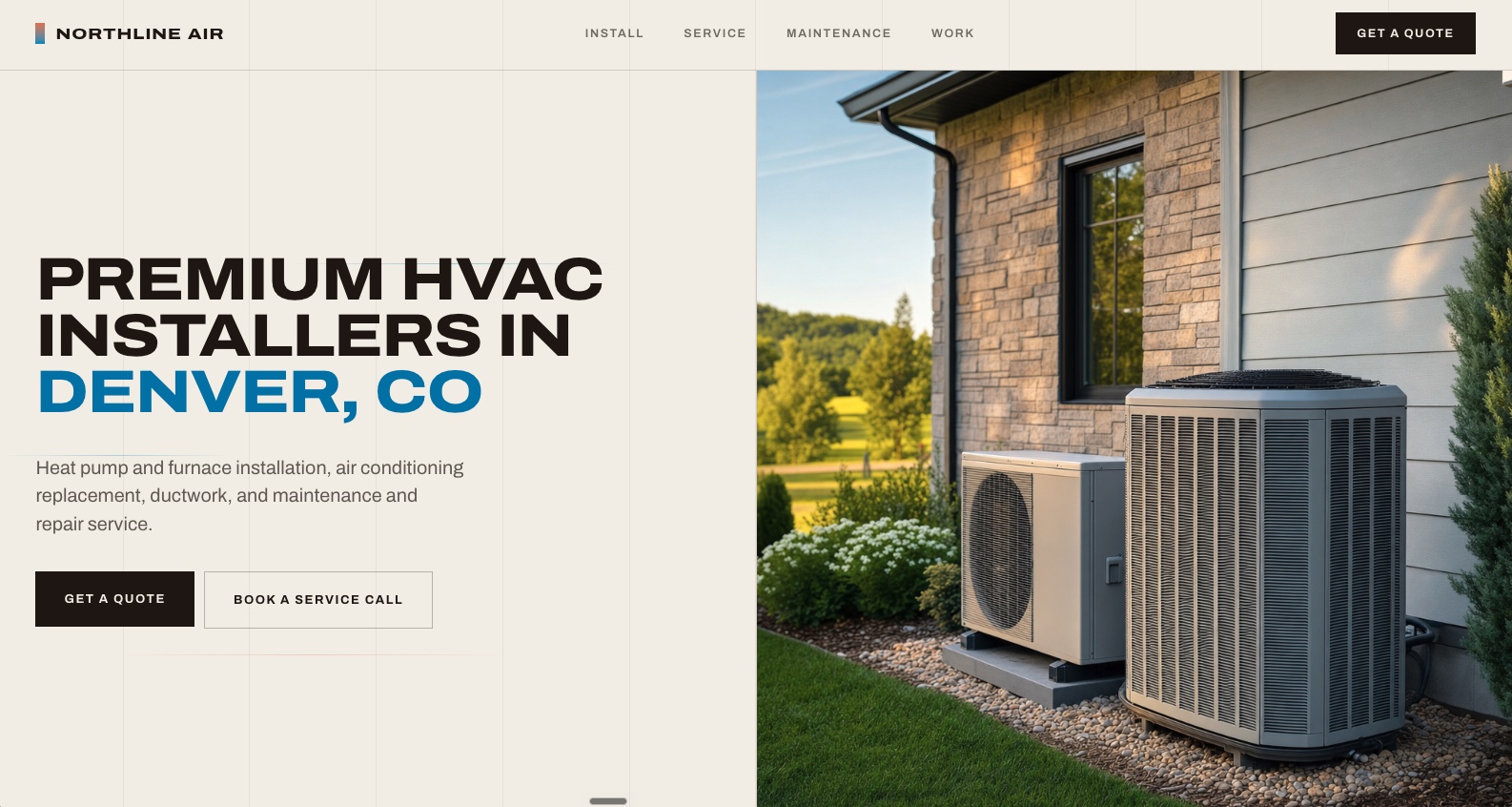Northline Air home page, a premium HVAC site we built